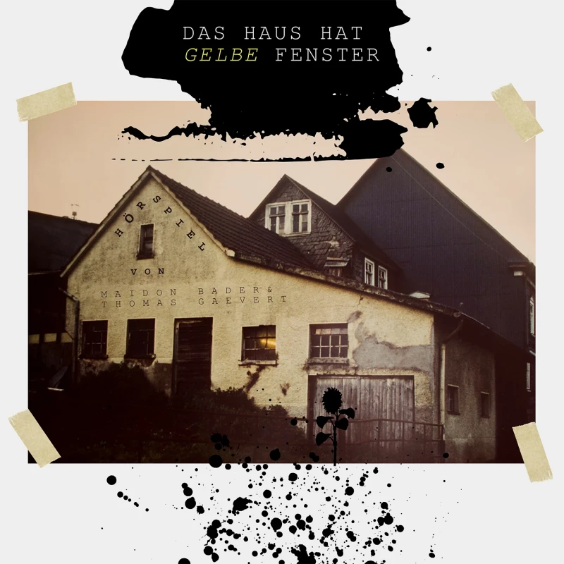Das Haus hat gelbe Fenster